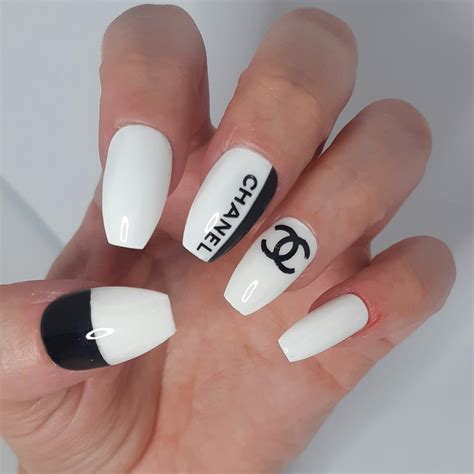 3d nail chanel decoration|Chanel embossed nail design.